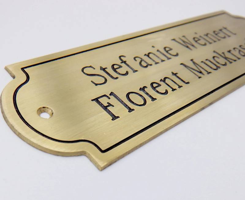 Custom engraved brass nameplate